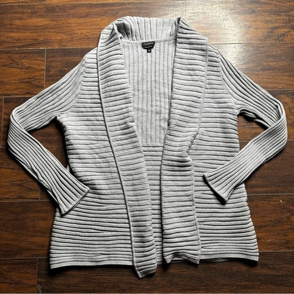 Talbots Sweaters - Talbots Gray Ribbed Merino Wool Cardigan Sweater